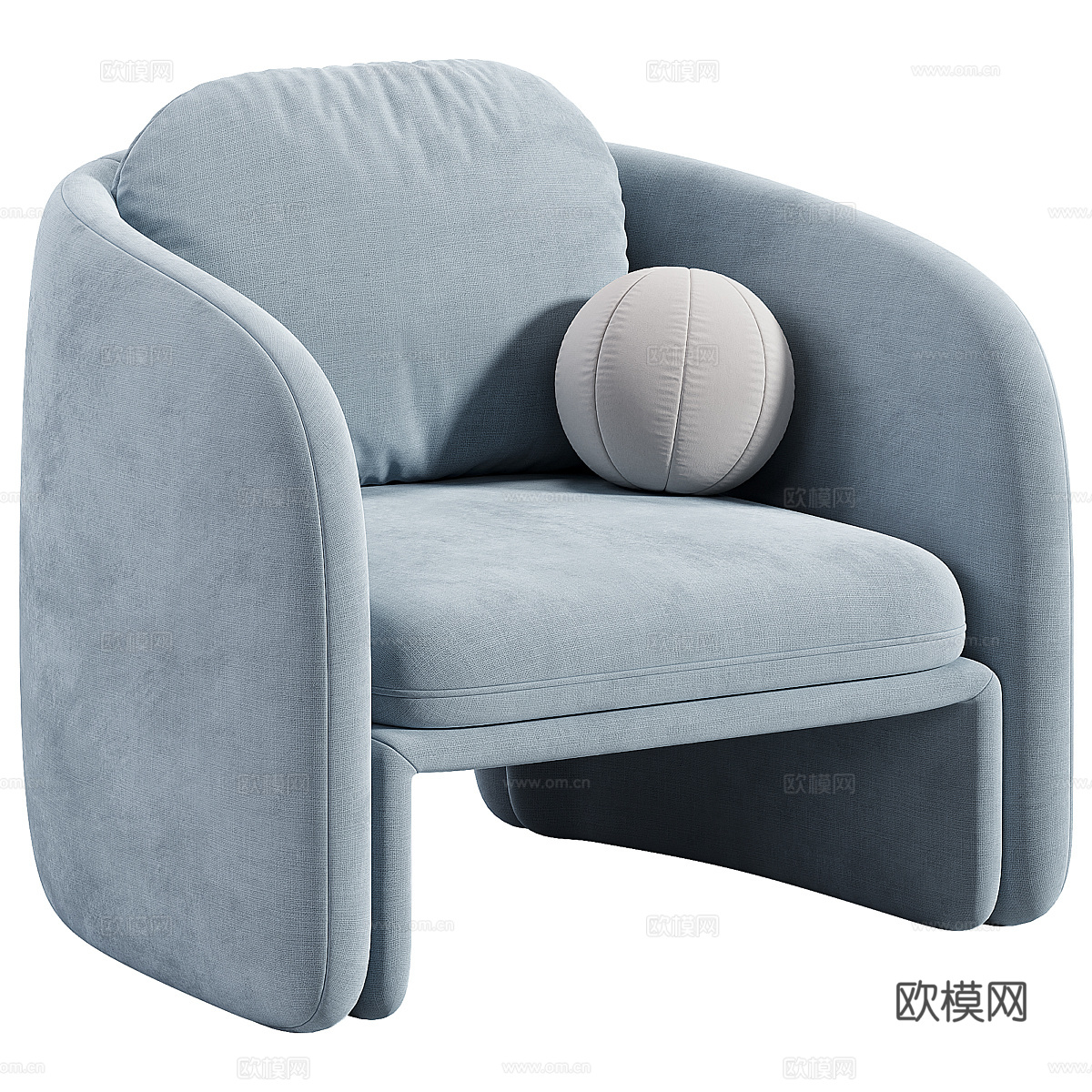 现代极简 Warren 布艺沙发椅3d模型