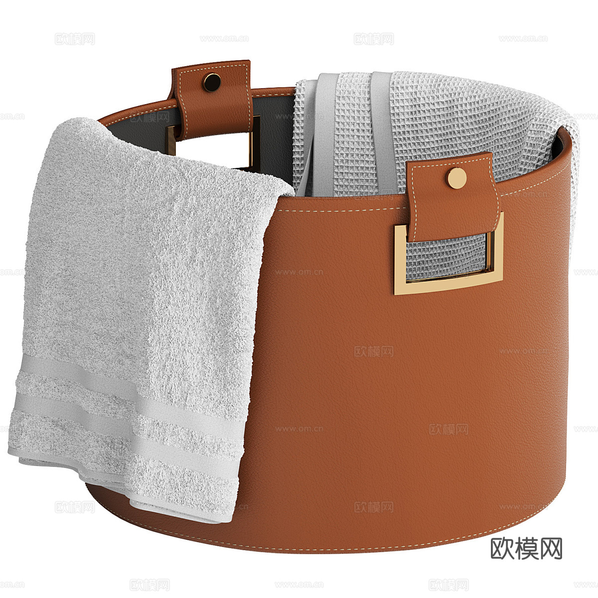 现代轻奢 Catullo 皮革洗衣篮3d模型