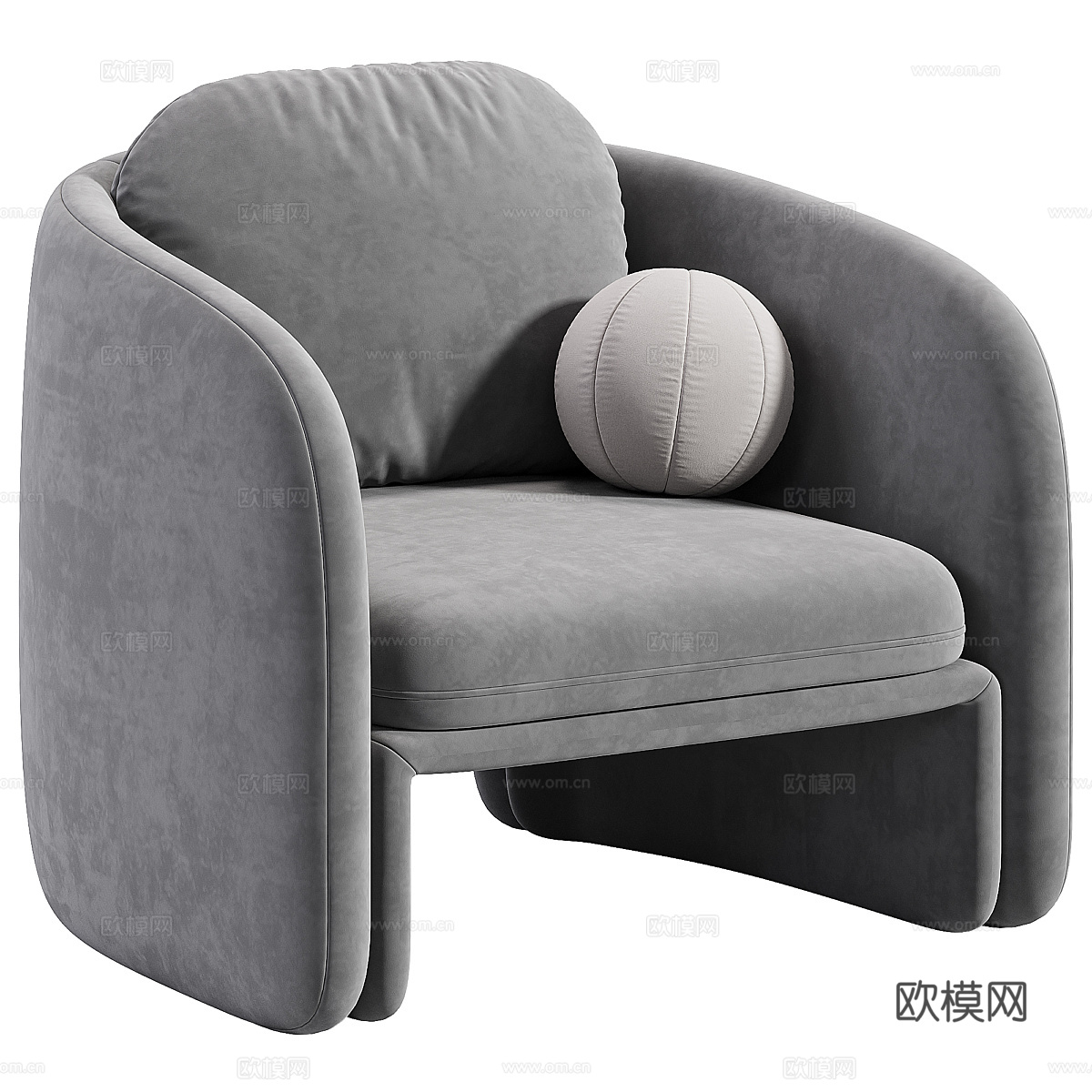现代极简 Warren 布艺沙发椅3d模型