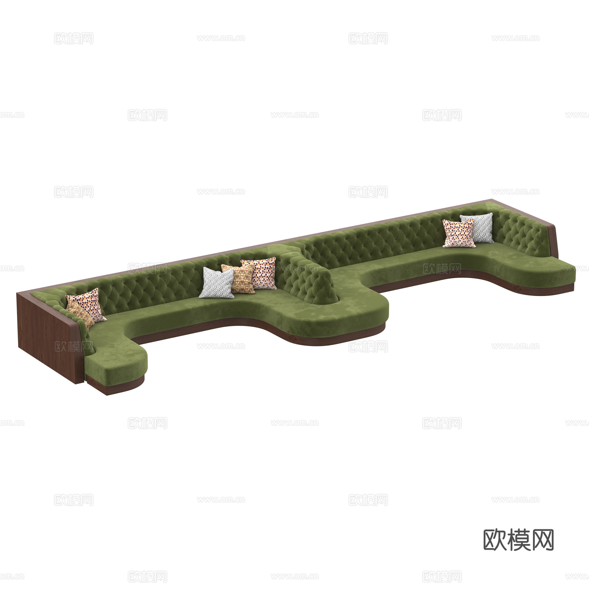 新中式轻奢布艺卡座沙发3d模型