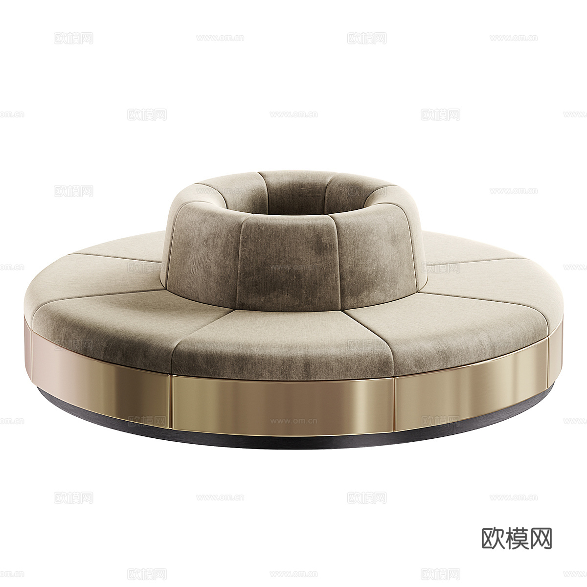 新中式轻奢圆形卡座沙发3d模型
