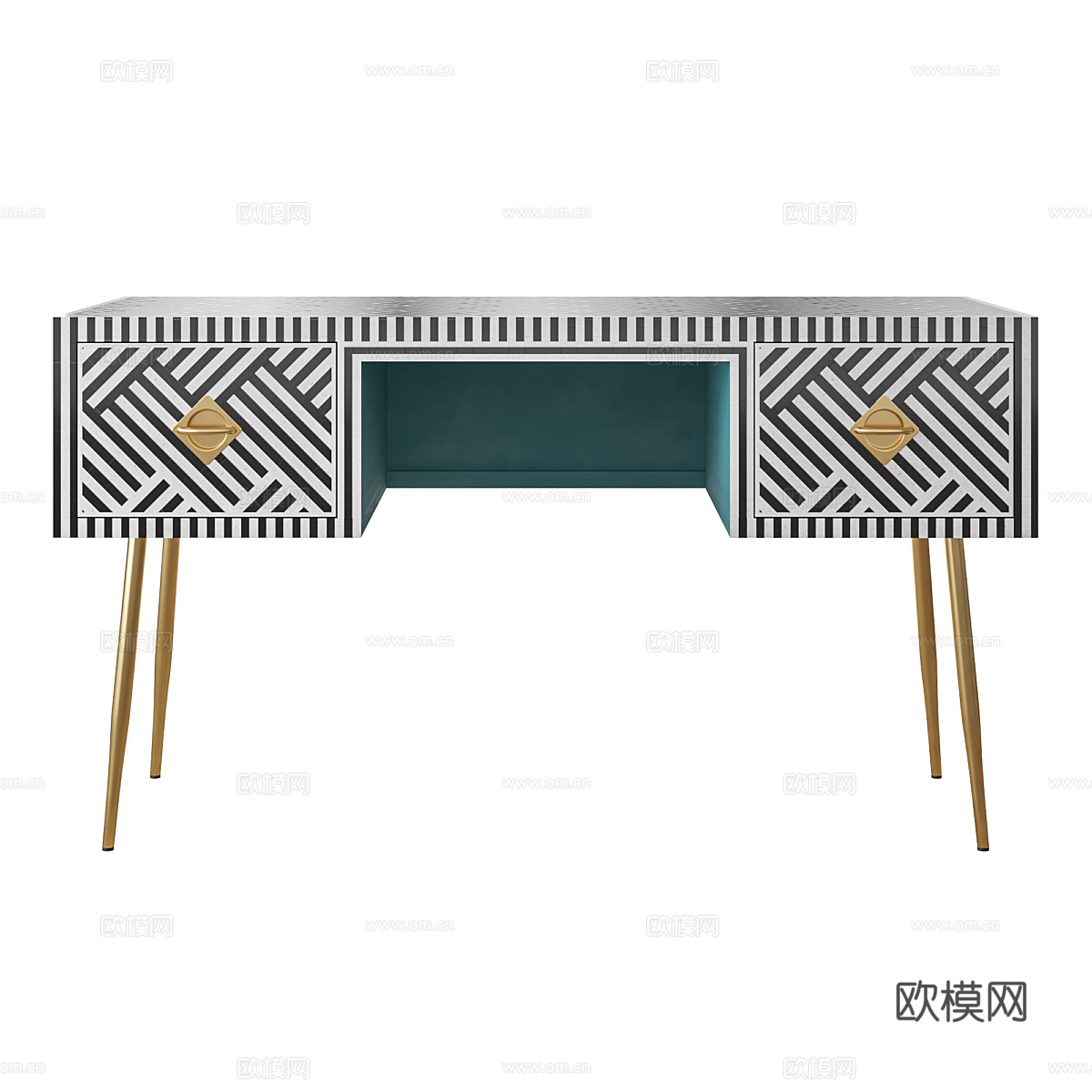 现代意式轻奢书桌3d模型