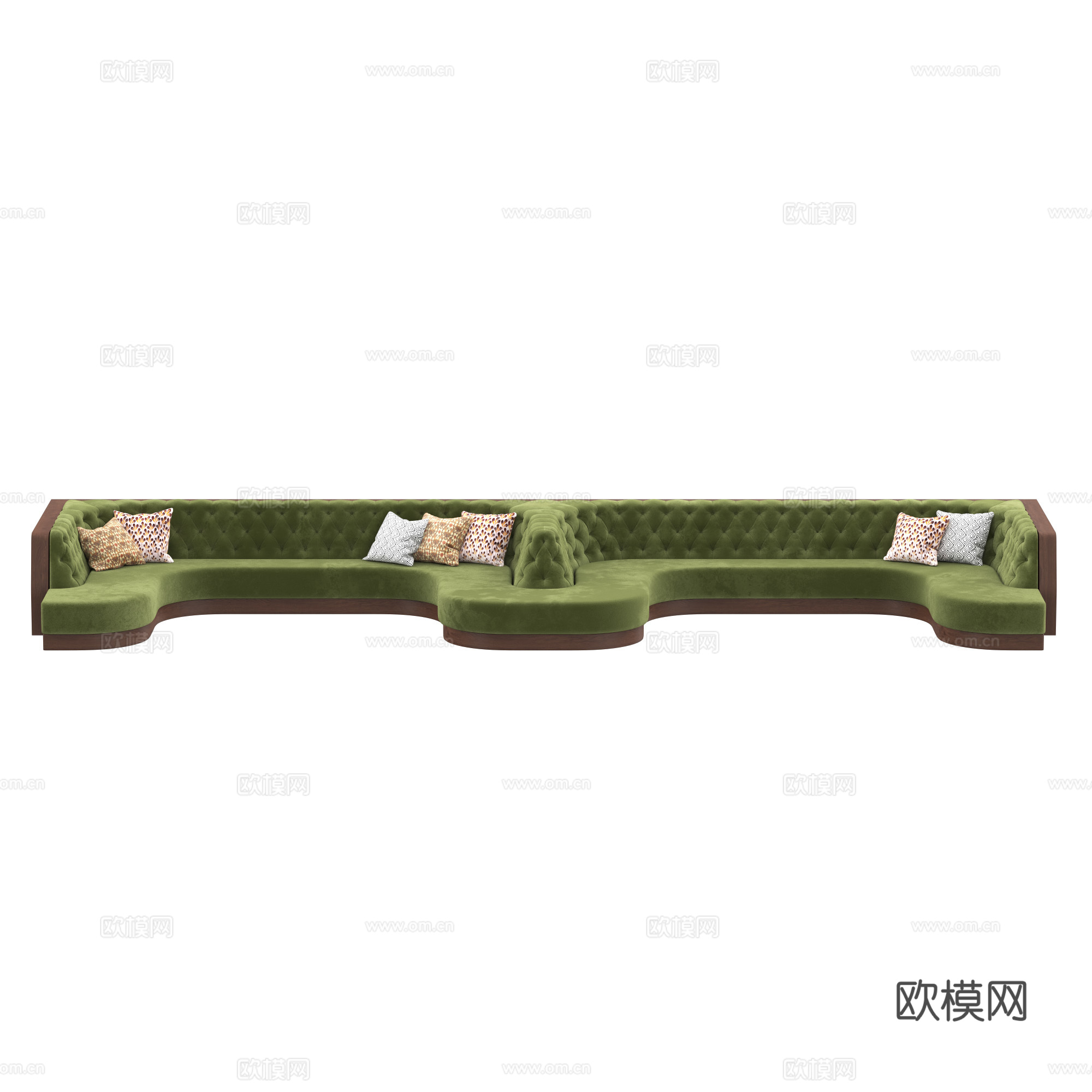 新中式轻奢布艺卡座沙发3d模型