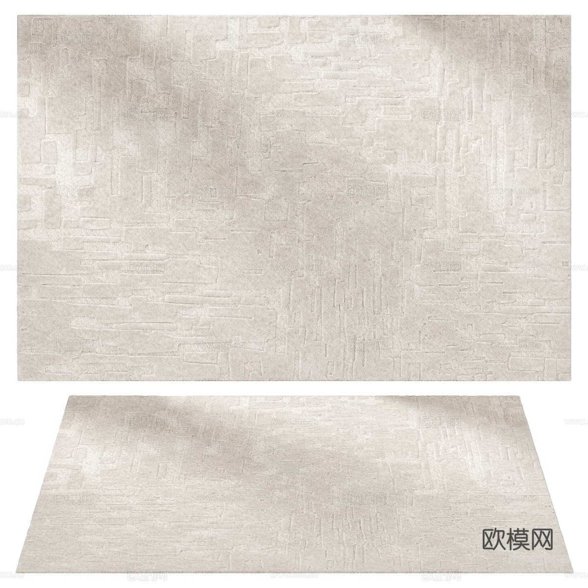 现代奶油风布艺地毯3d模型