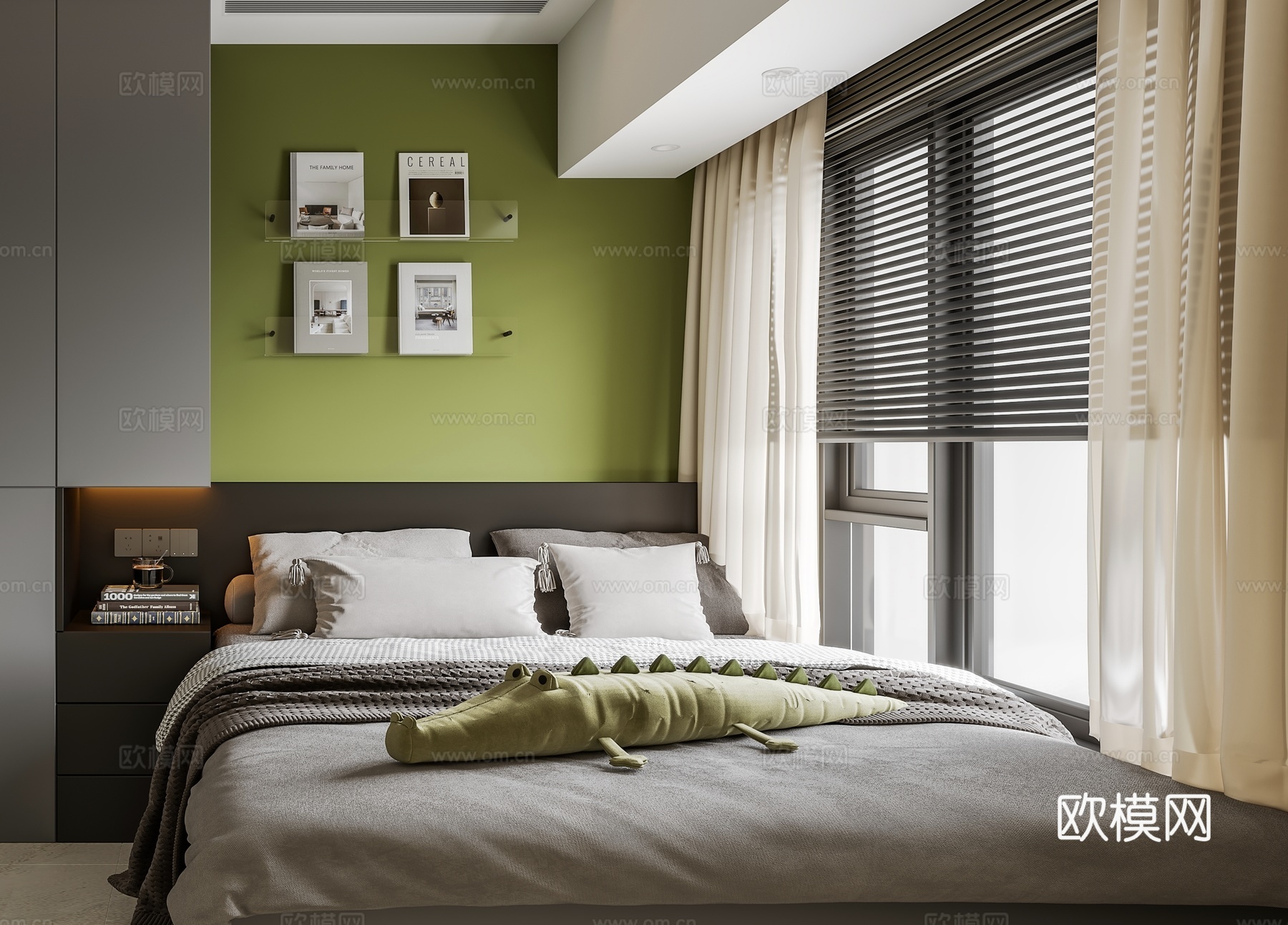 奶油风卧室3d模型