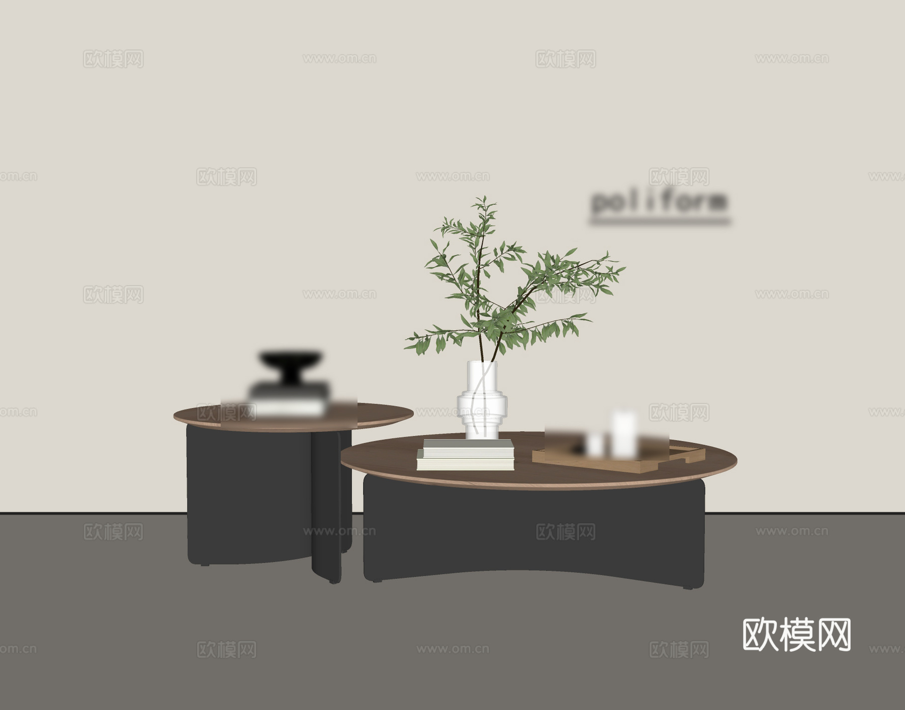 中古风茶几 组合茶几 拼接茶几 摆件su模型