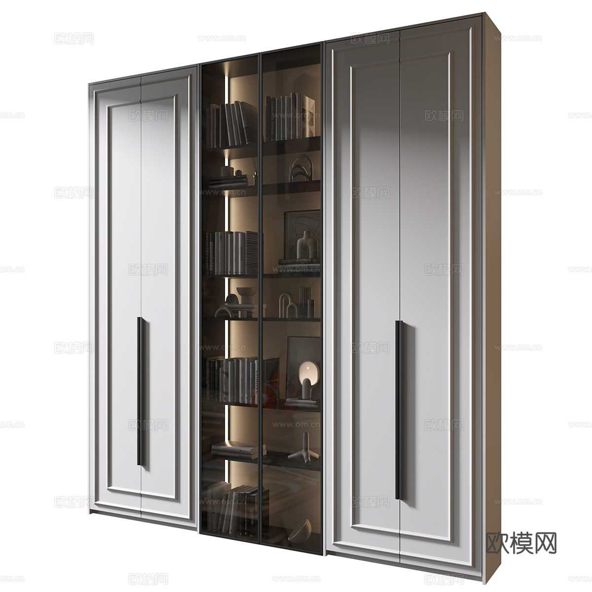 现代衣柜书柜组合3d模型