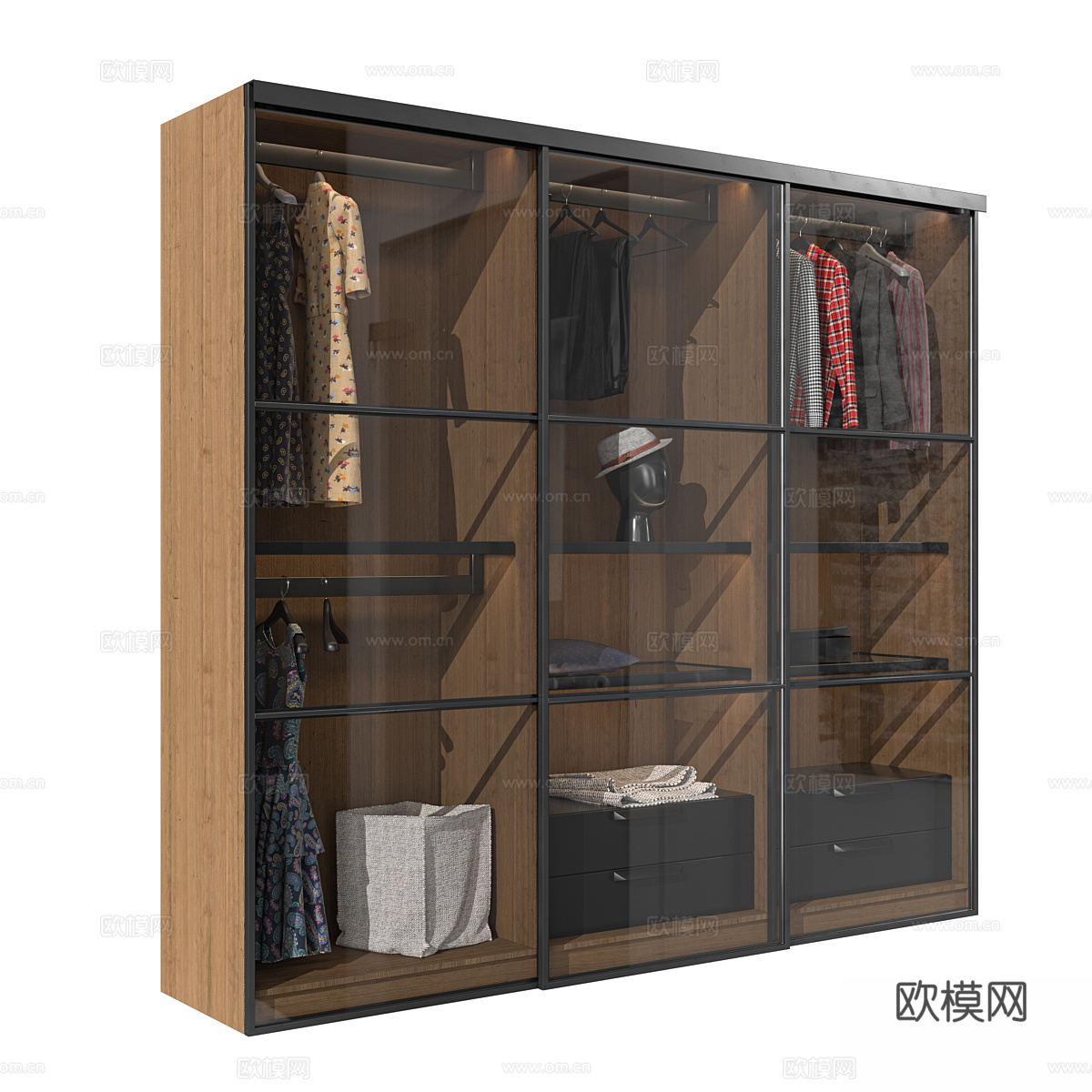 实木衣柜 玻璃衣柜 衣柜摆件 衣柜挂件 衣柜用品 推拉门衣柜3d模型