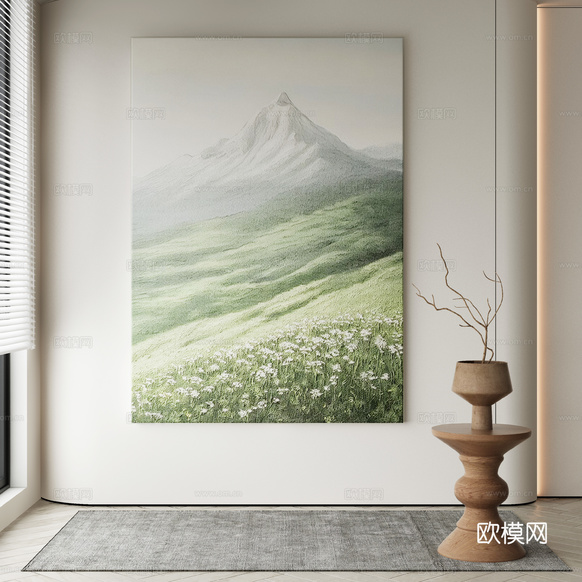 现代侘寂挂画3d模型下载
