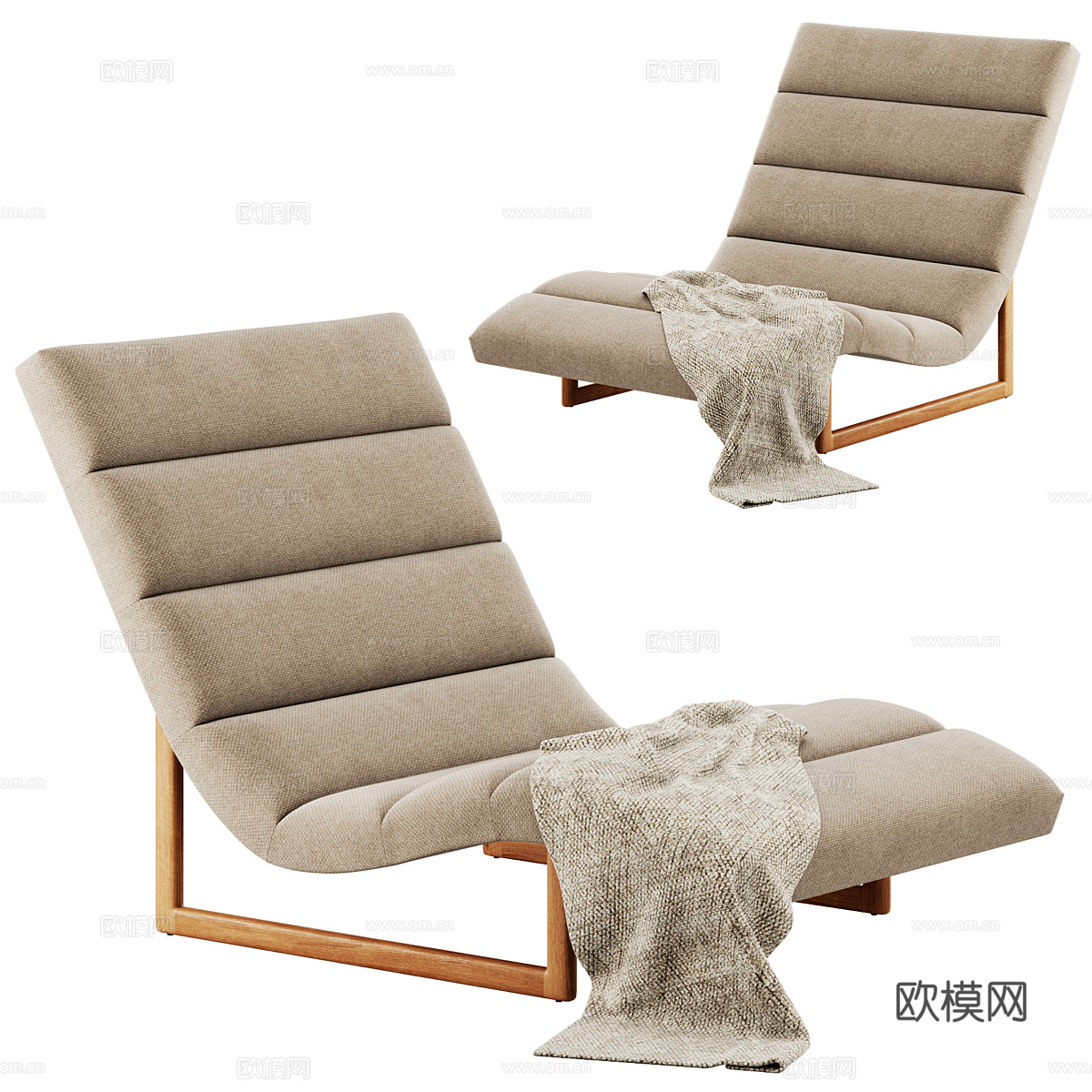 新中式布艺躺椅3d模型