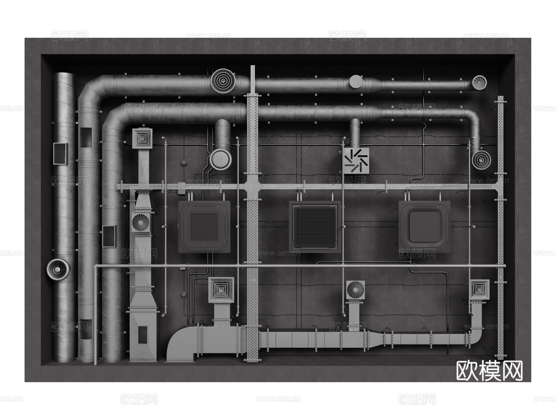 现代工业吊顶3d模型