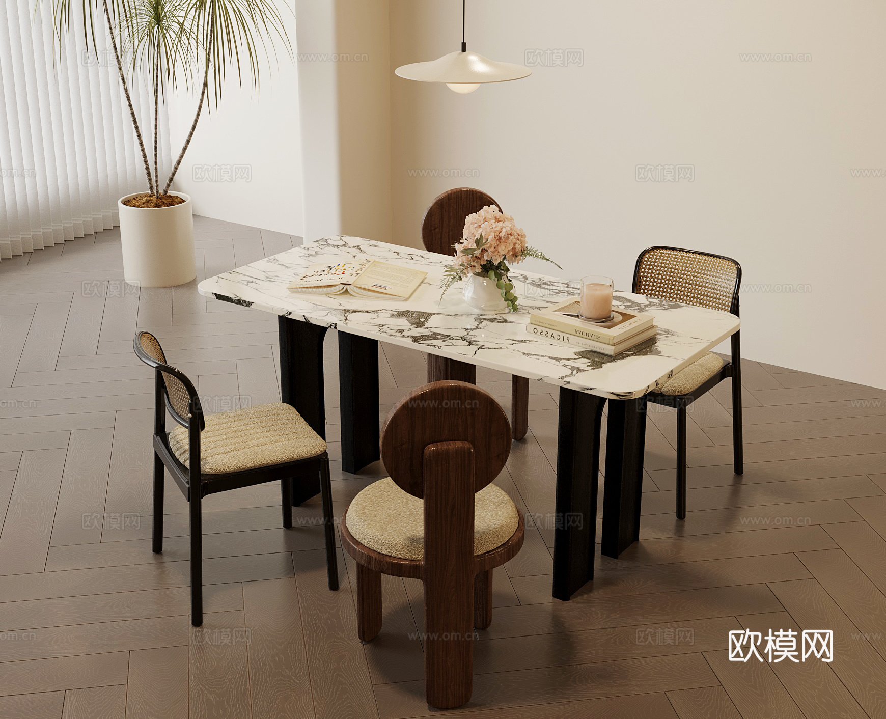 餐桌椅 法式中古风餐桌椅免费3d模型