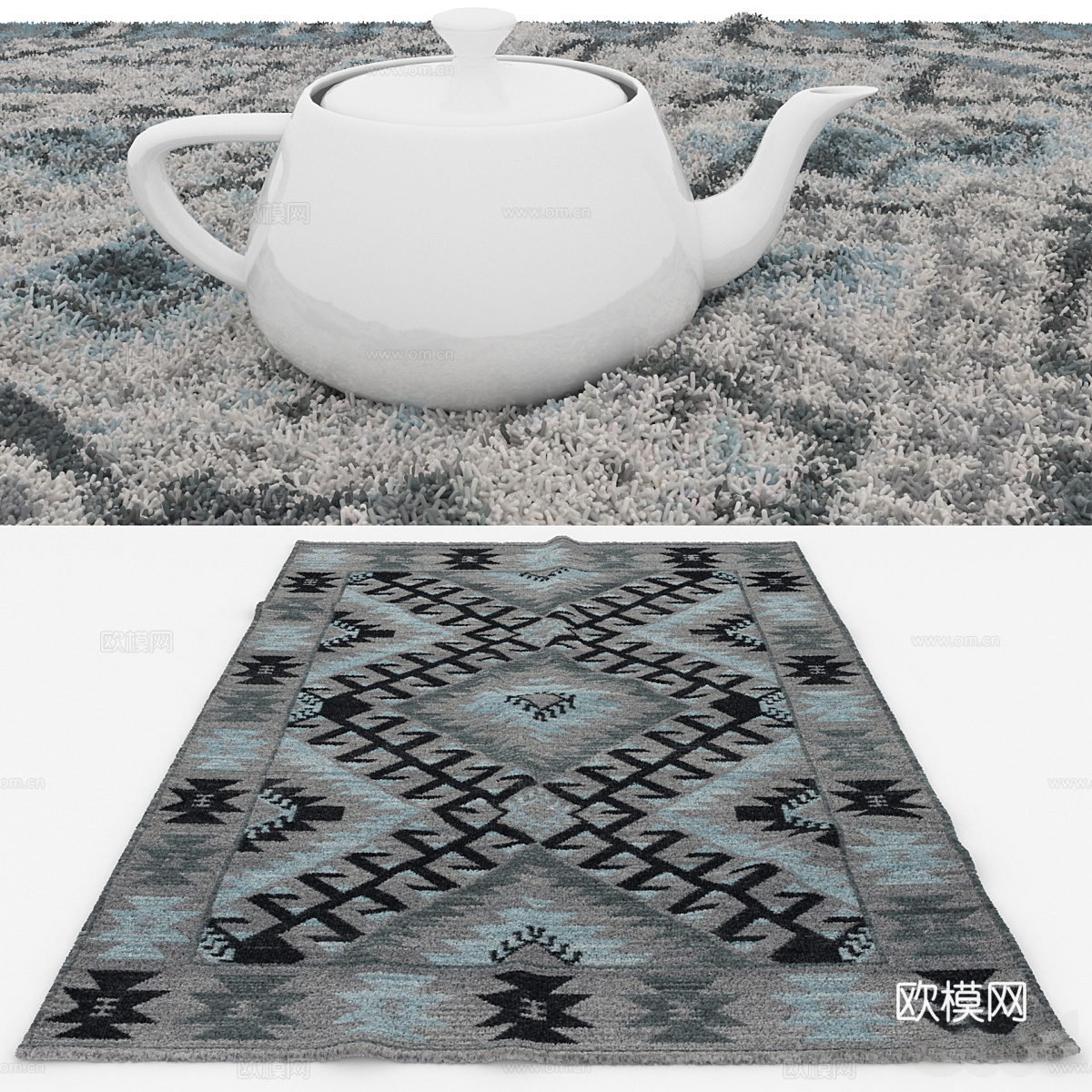 美式布艺地毯3d模型