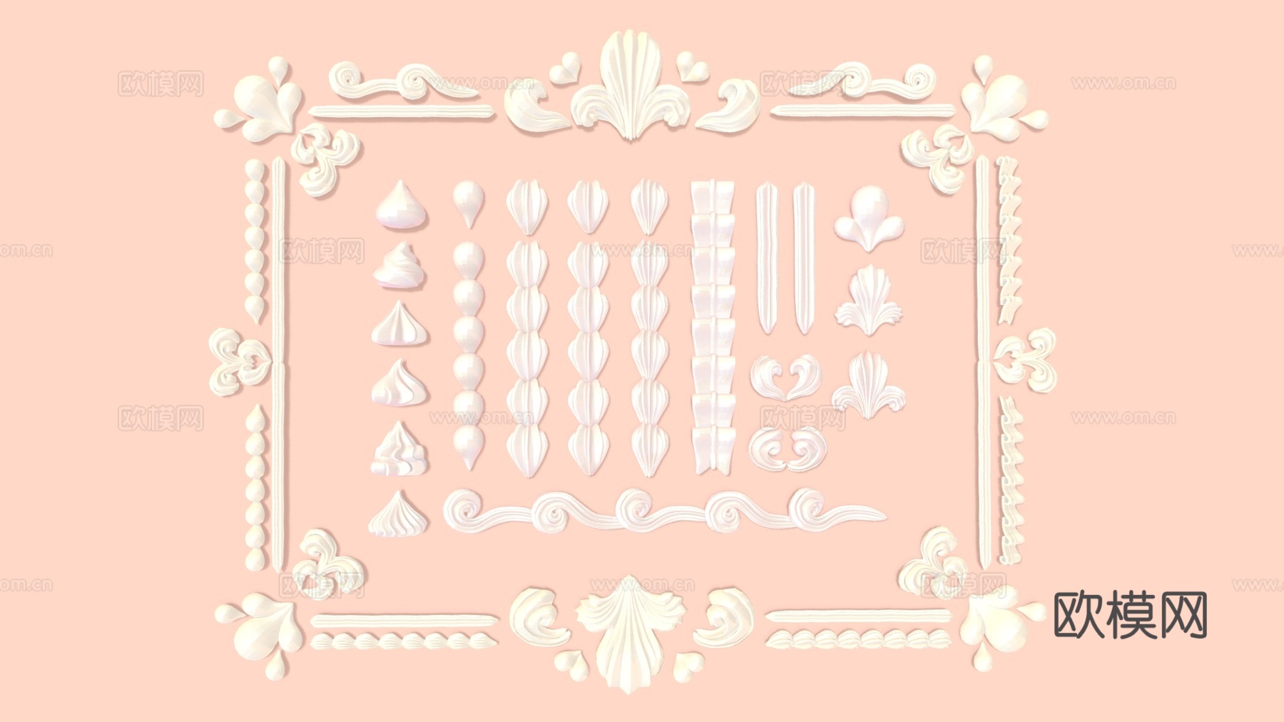 食物饮料 奶油造型 奶油花边 蛋糕装饰 可爱装饰 食物su模型