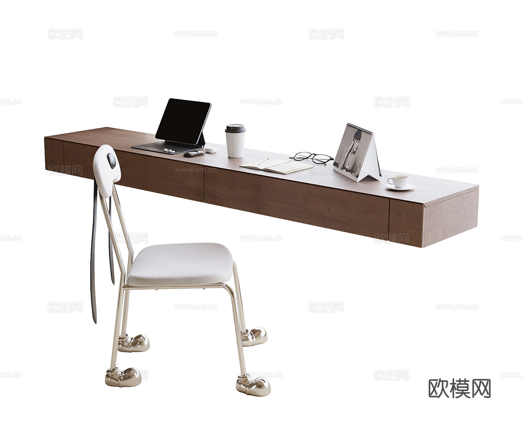 现代悬空书桌椅 书桌 书椅3d模型