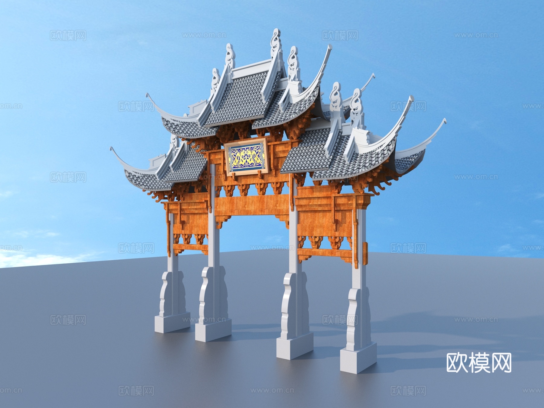 牌坊 古代牌坊 大门 入口3d模型