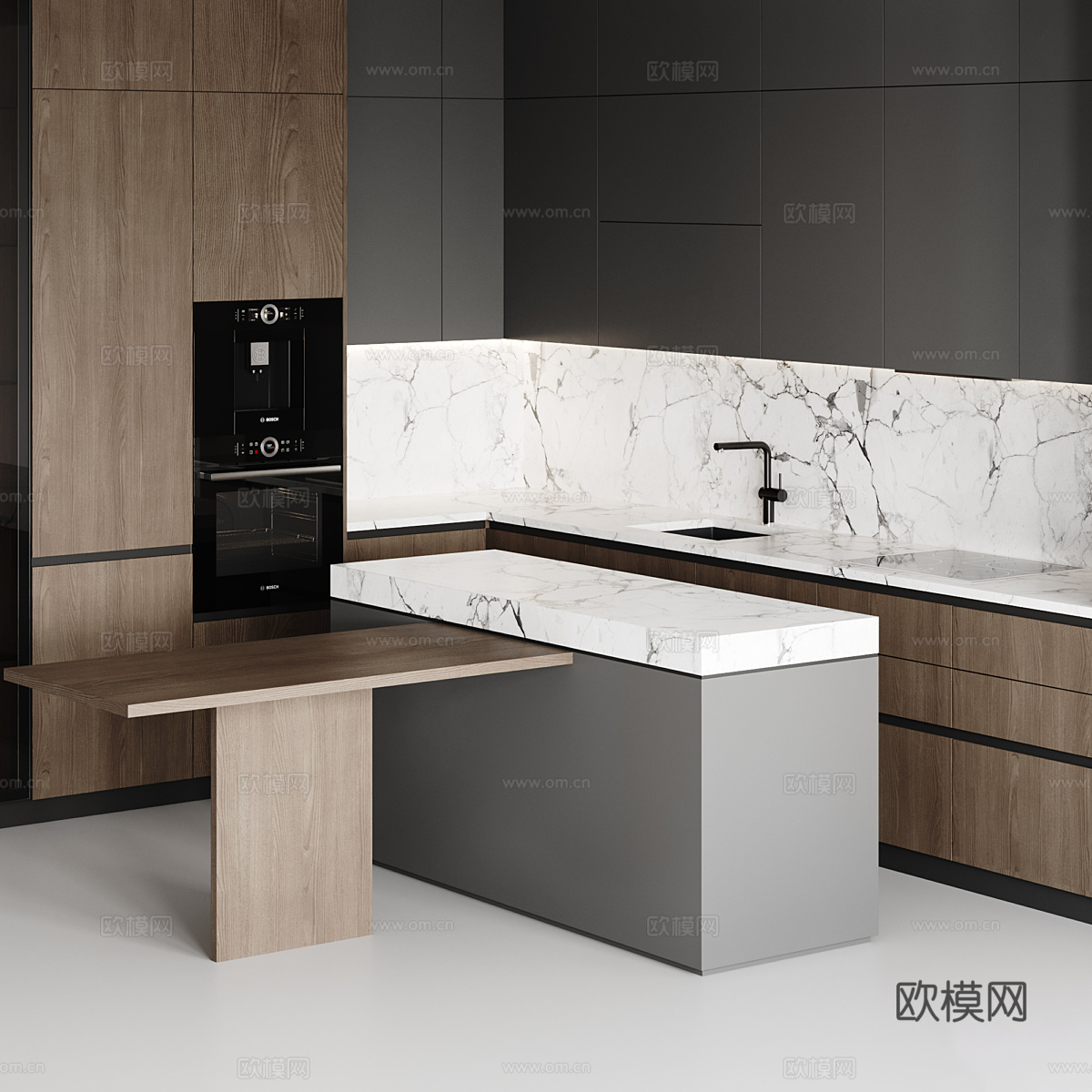 现代意式极简橱柜3d模型