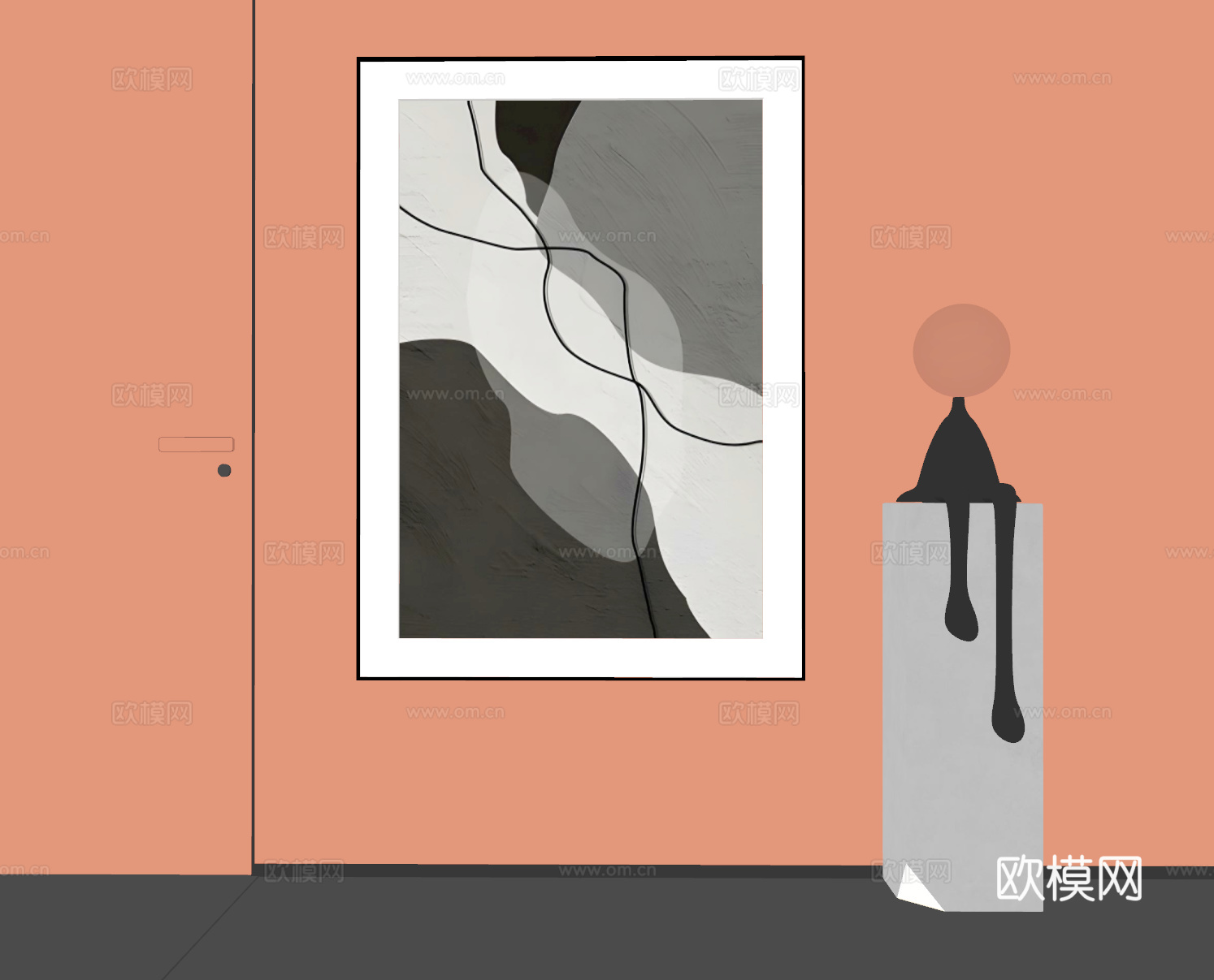 现代挂画 现代抽象挂画 现代极简挂画 现代简约挂画su模型