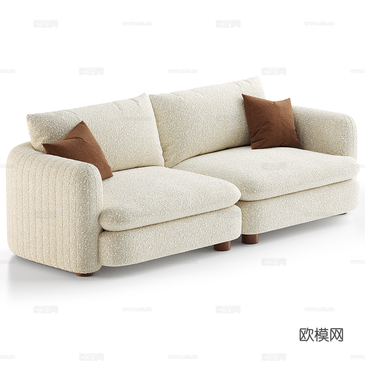 现代奶油风布艺双人沙发3d模型