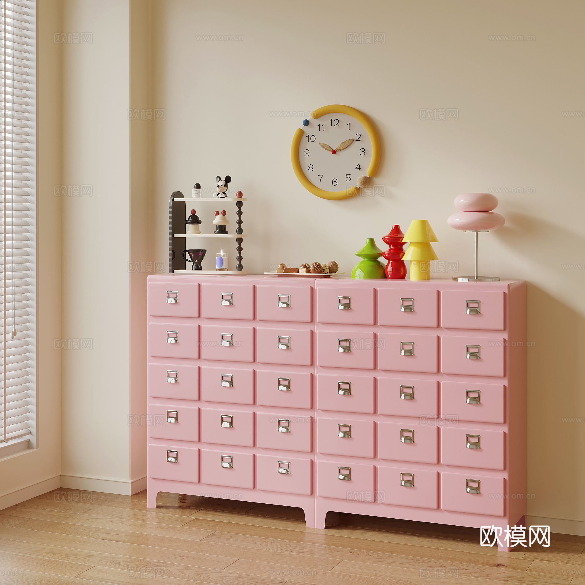 现代多巴胺边柜 斗柜 储物柜su模型