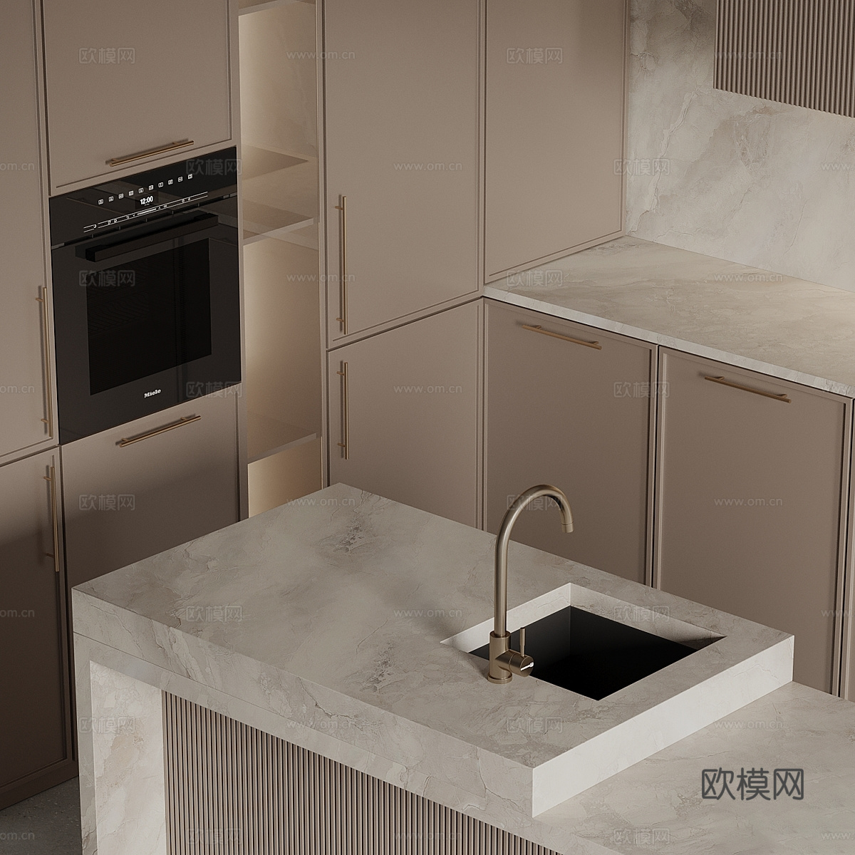 现代侘寂橱柜3d模型