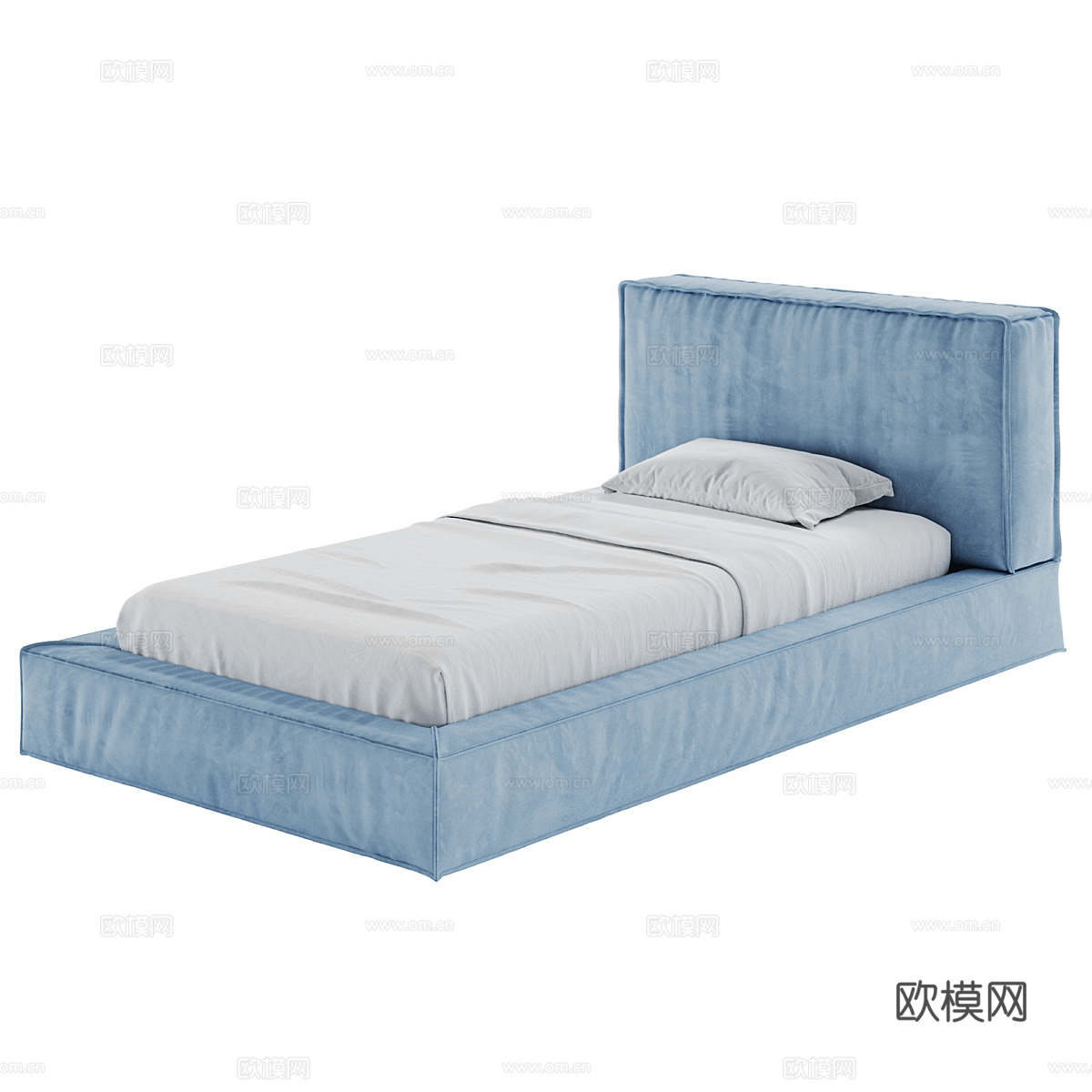 现代简约单人床 单人床 简约床 卧室床 抱枕3d模型