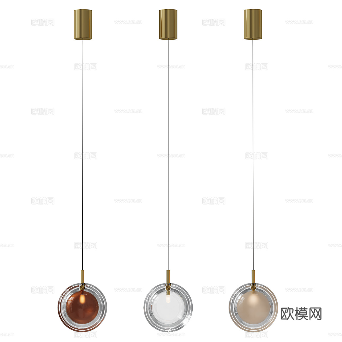 现代轻奢 Lens 装饰吊线灯3d模型