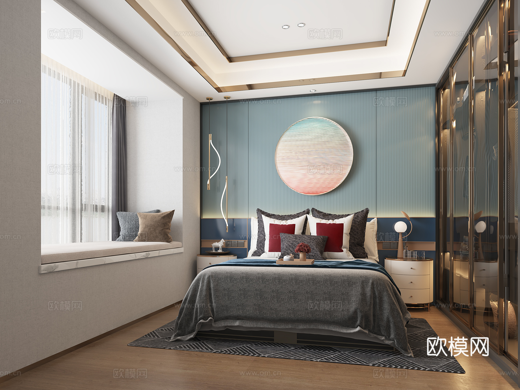 现代轻奢卧室3d模型