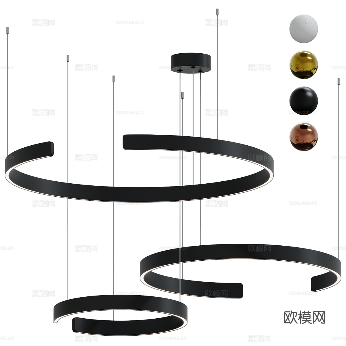 现代轻奢圆形装饰吊灯3d模型