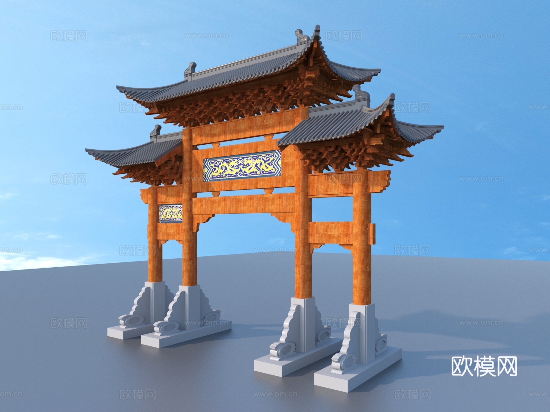 牌坊 古代牌坊 大门 入口3d模型