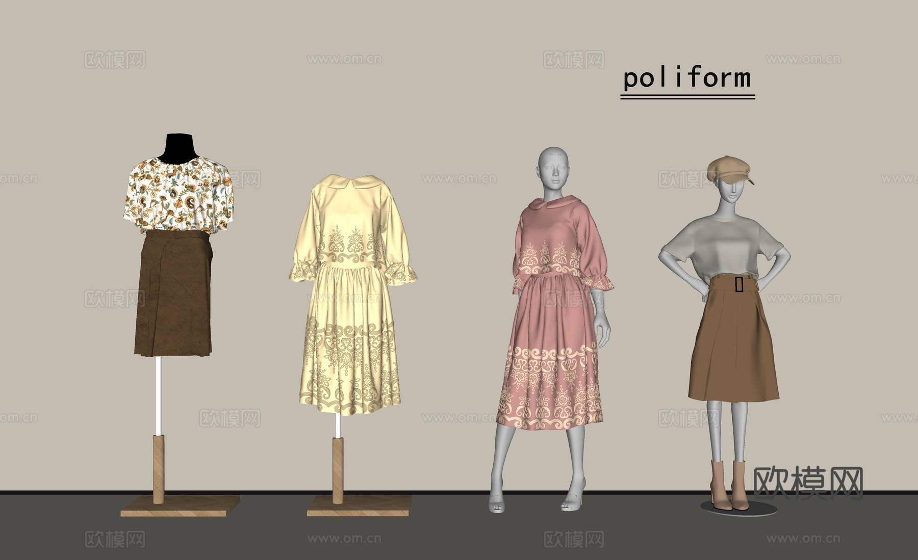 现代服装模特su模型
