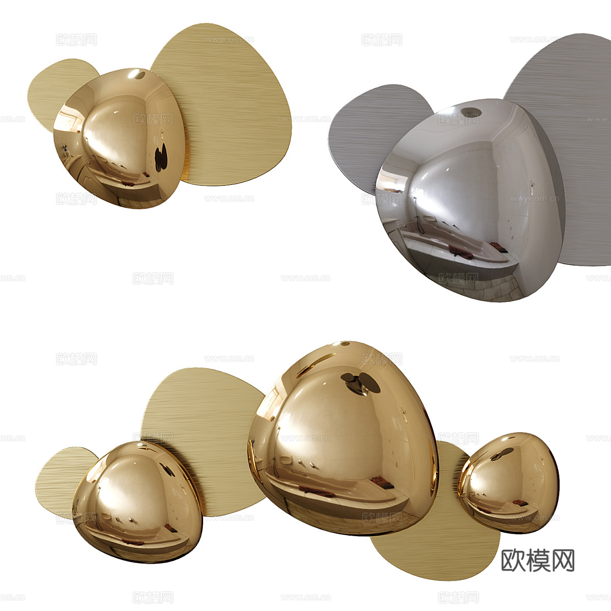 现代轻奢金属墙饰挂件3d模型