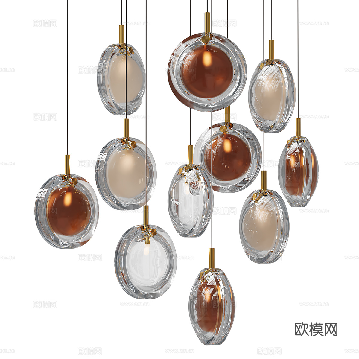 现代轻奢 Lens 装饰吊线灯3d模型