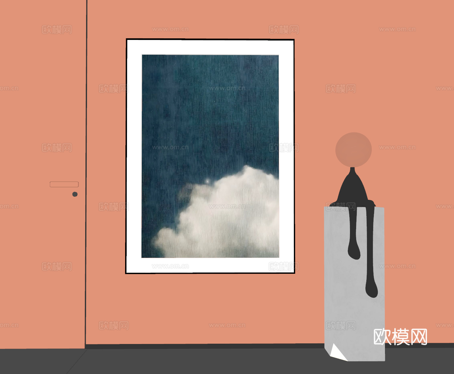 现代挂画 现代抽象挂画 现代极简挂画 现代简约挂画su模型