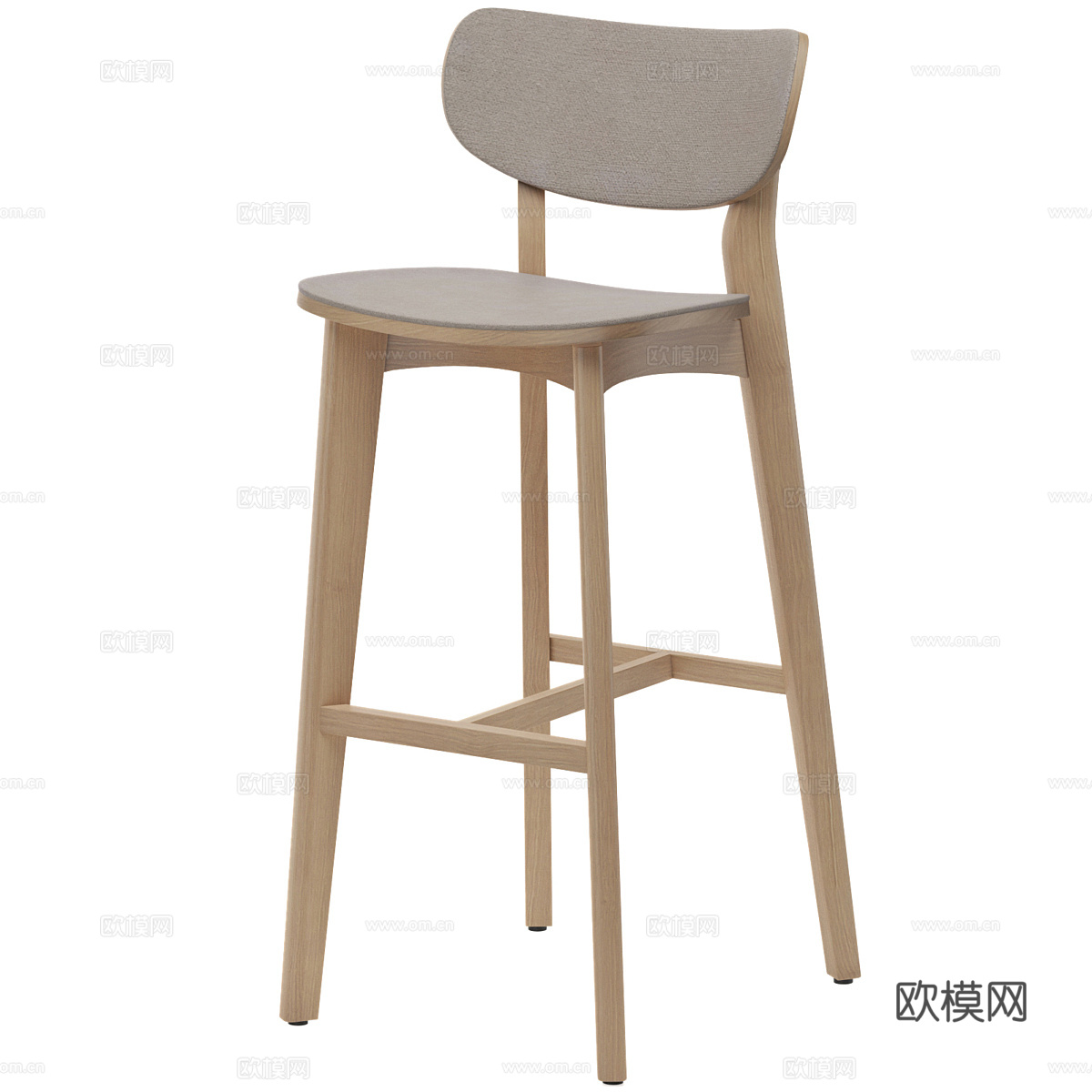 新中式 Ginger 吧台凳3d模型