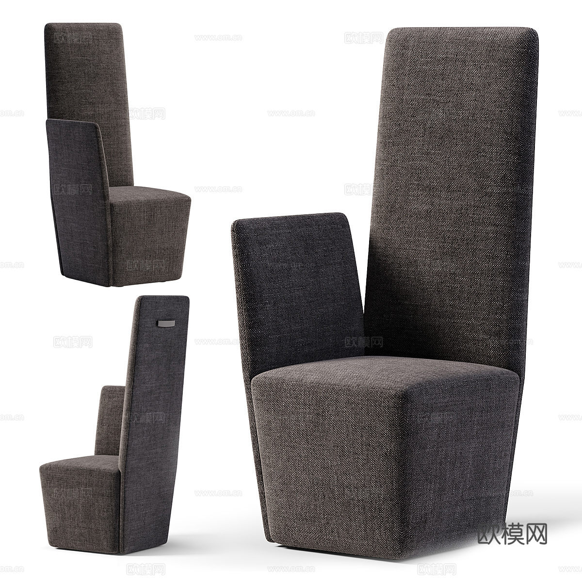 现代意式布艺休闲高背椅3d模型