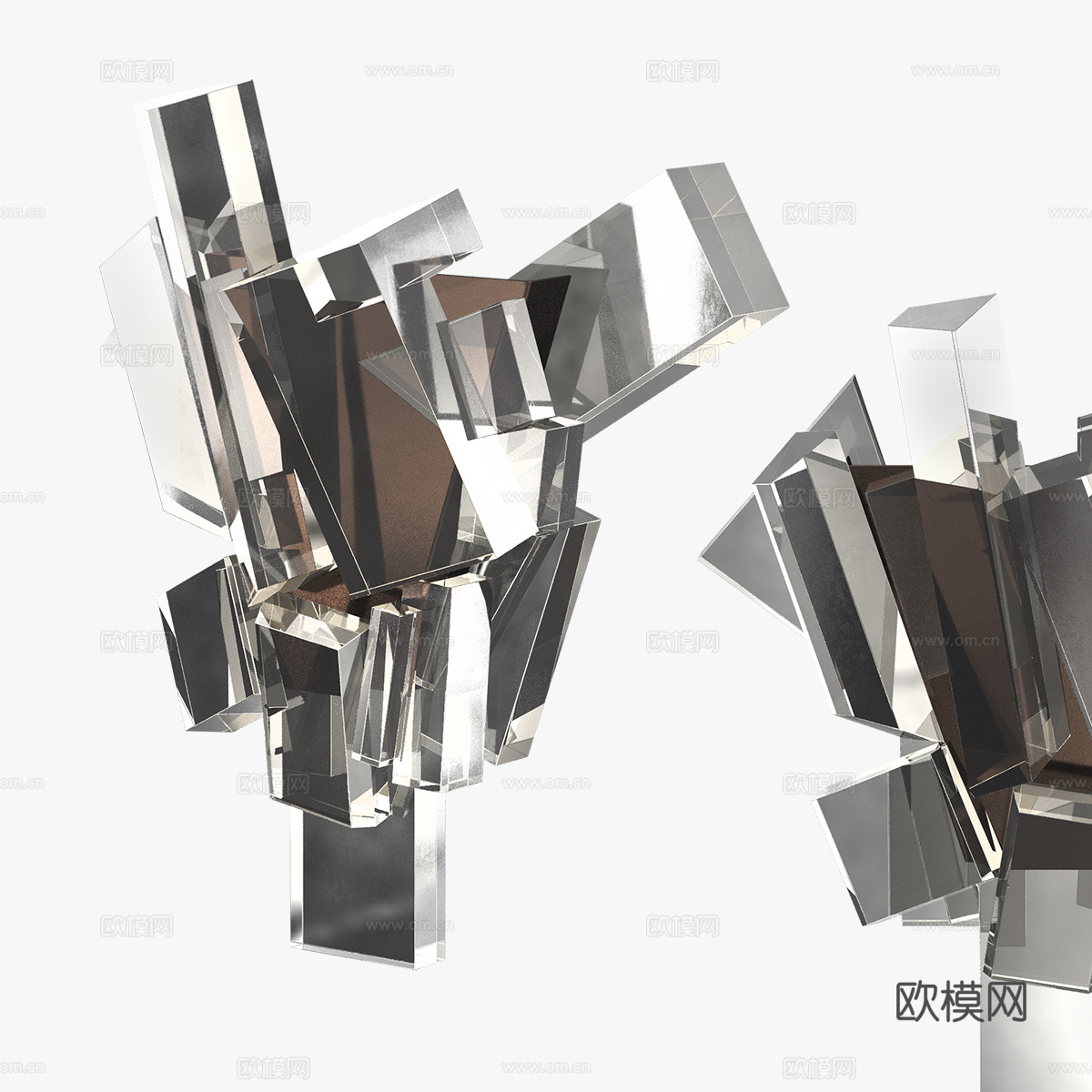 现代极简冰块壁灯3d模型