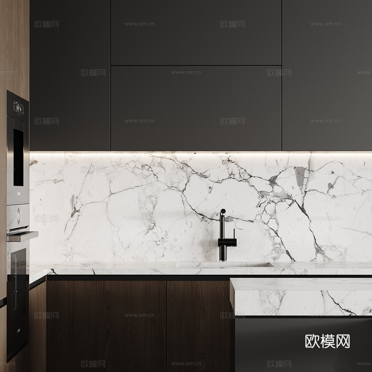 现代意式极简橱柜3d模型