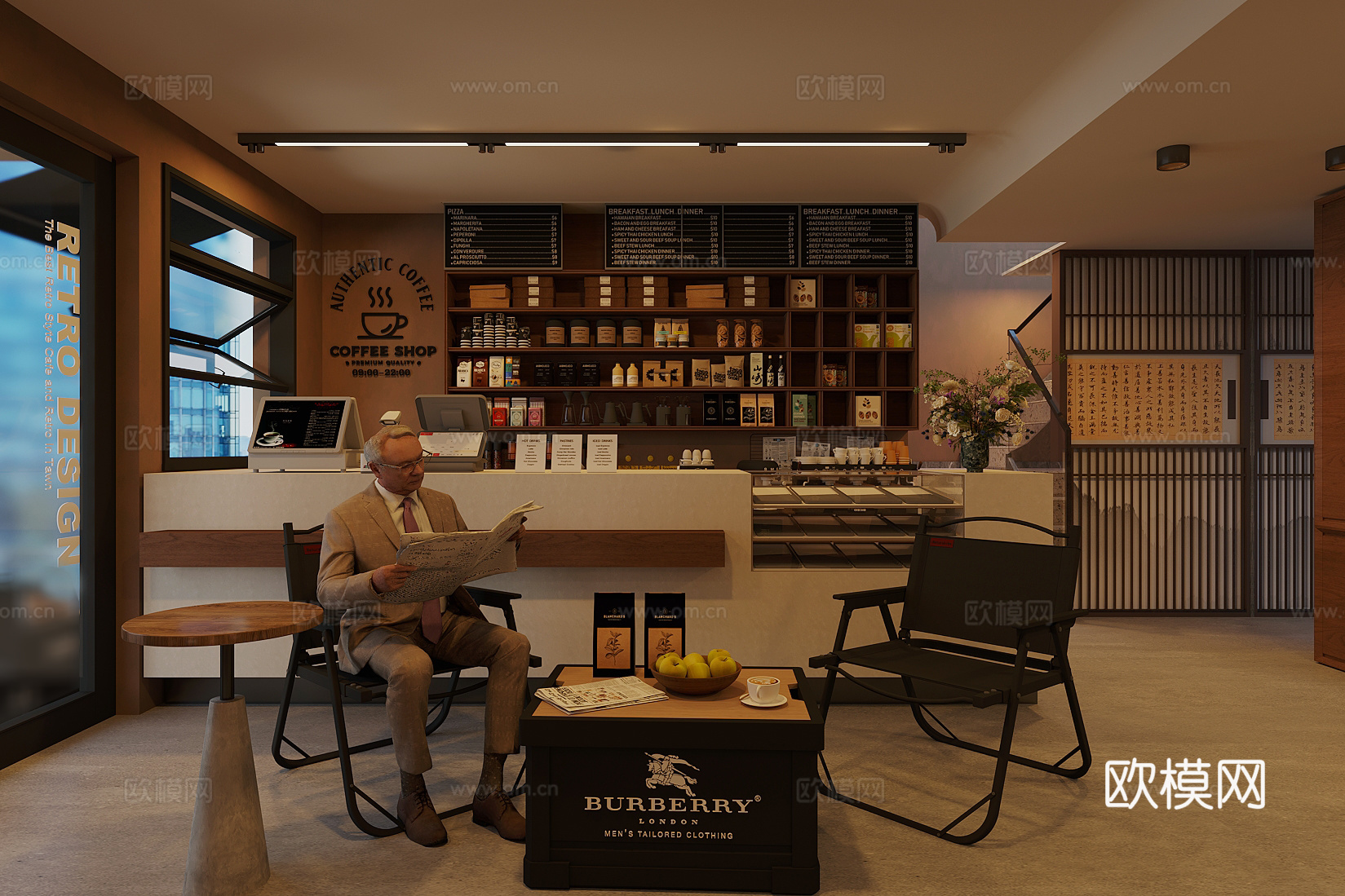 侘寂风咖啡厅 工作台操作台 奶茶店茶馆 户外露营餐桌椅 咖啡3d模型