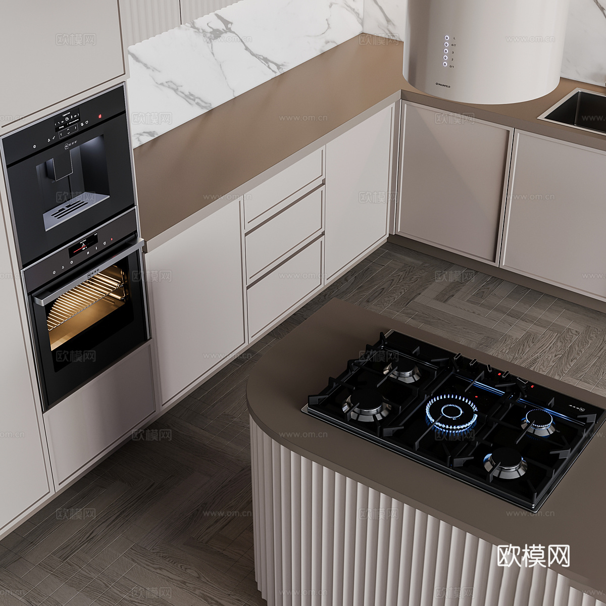 现代意式极简橱柜3d模型