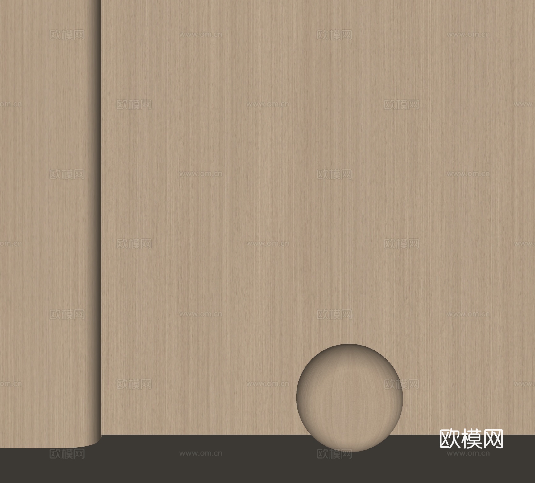 现代木纹  墙板su模型