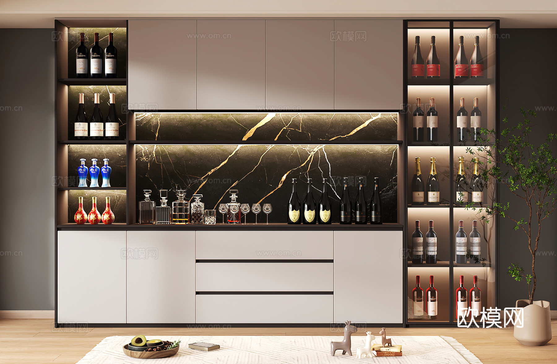 酒柜设计 酒柜 红酒柜 吧台酒柜 隔断酒柜3d模型下载