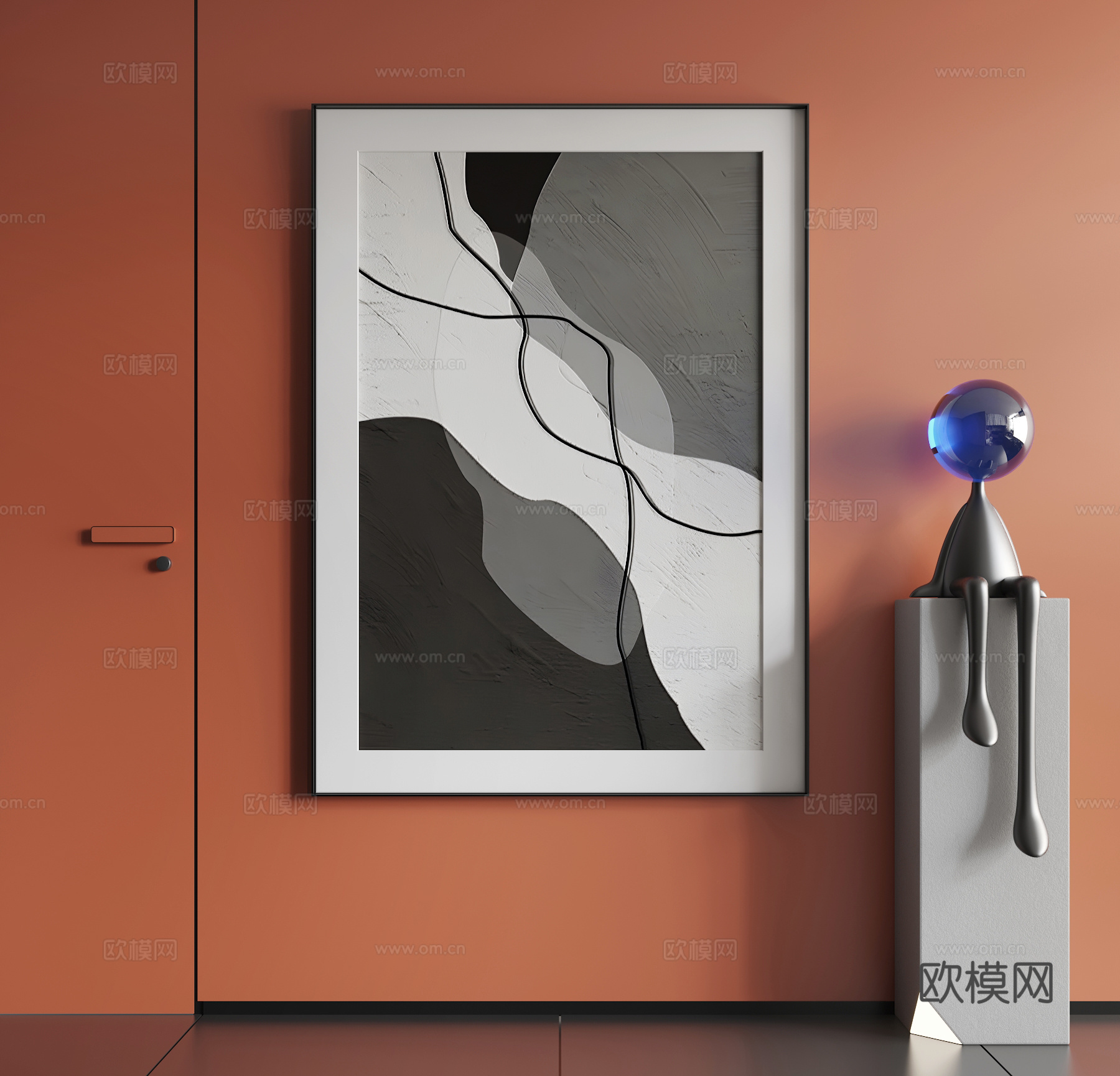 现代挂画 现代抽象挂画 现代极简挂画 现代简约挂画su模型