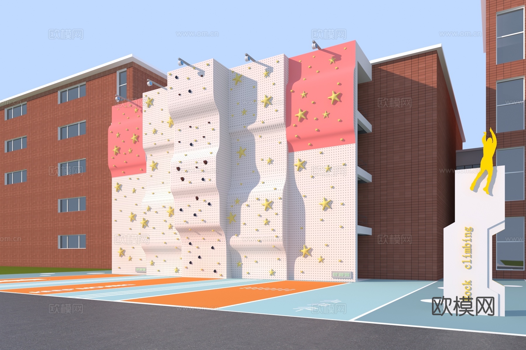 现代校园攀岩墙3d模型