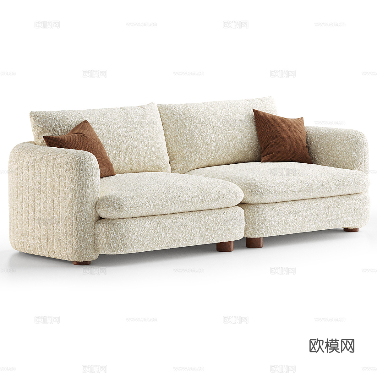 现代奶油风布艺双人沙发3d模型