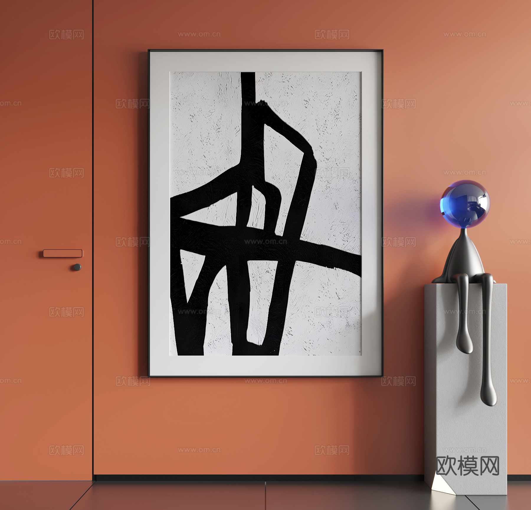现代挂画 现代抽象挂画 现代极简挂画 现代简约挂画3d模型
