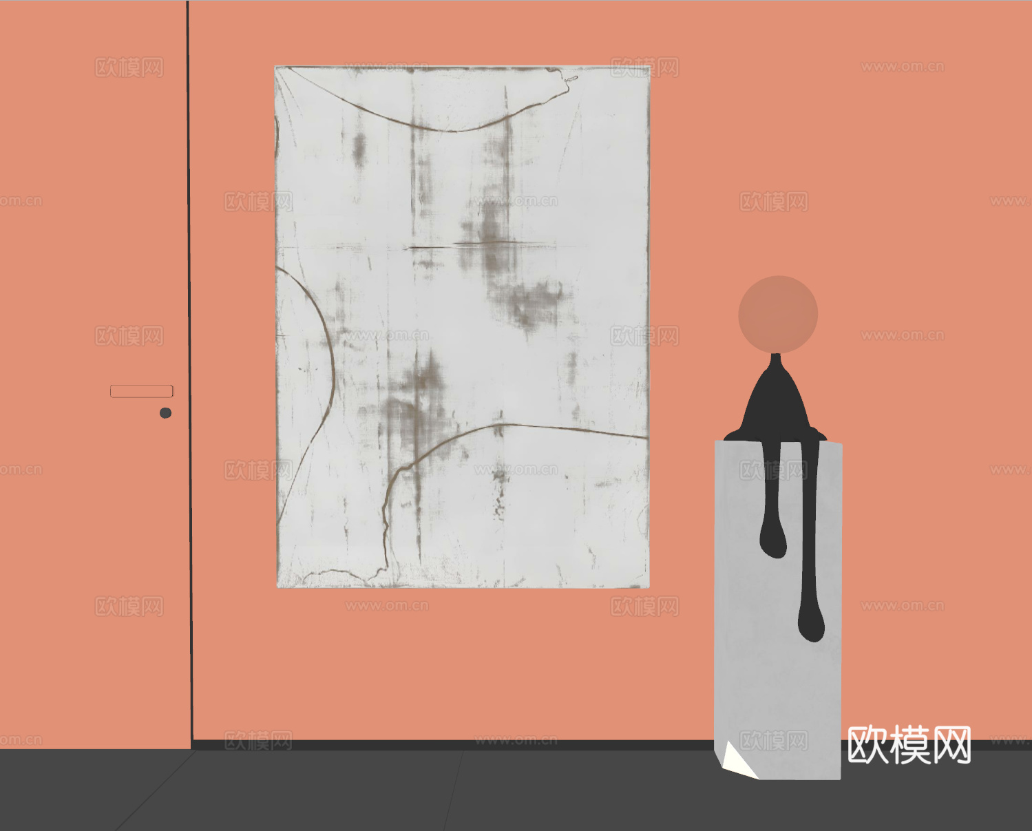 现代挂画 现代抽象挂画 现代极简挂画 现代简约挂画su模型