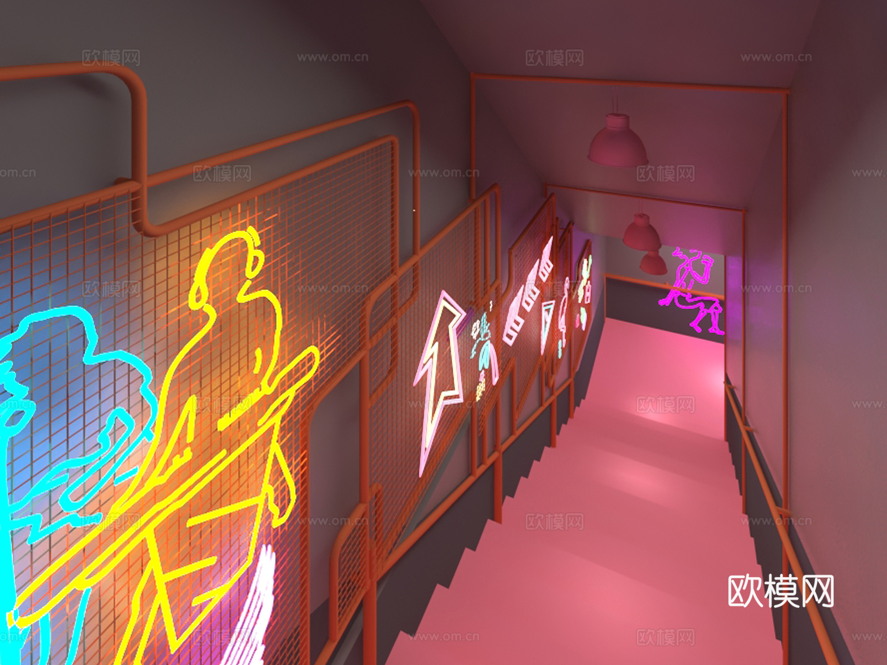 楼梯间墙面美陈3d模型