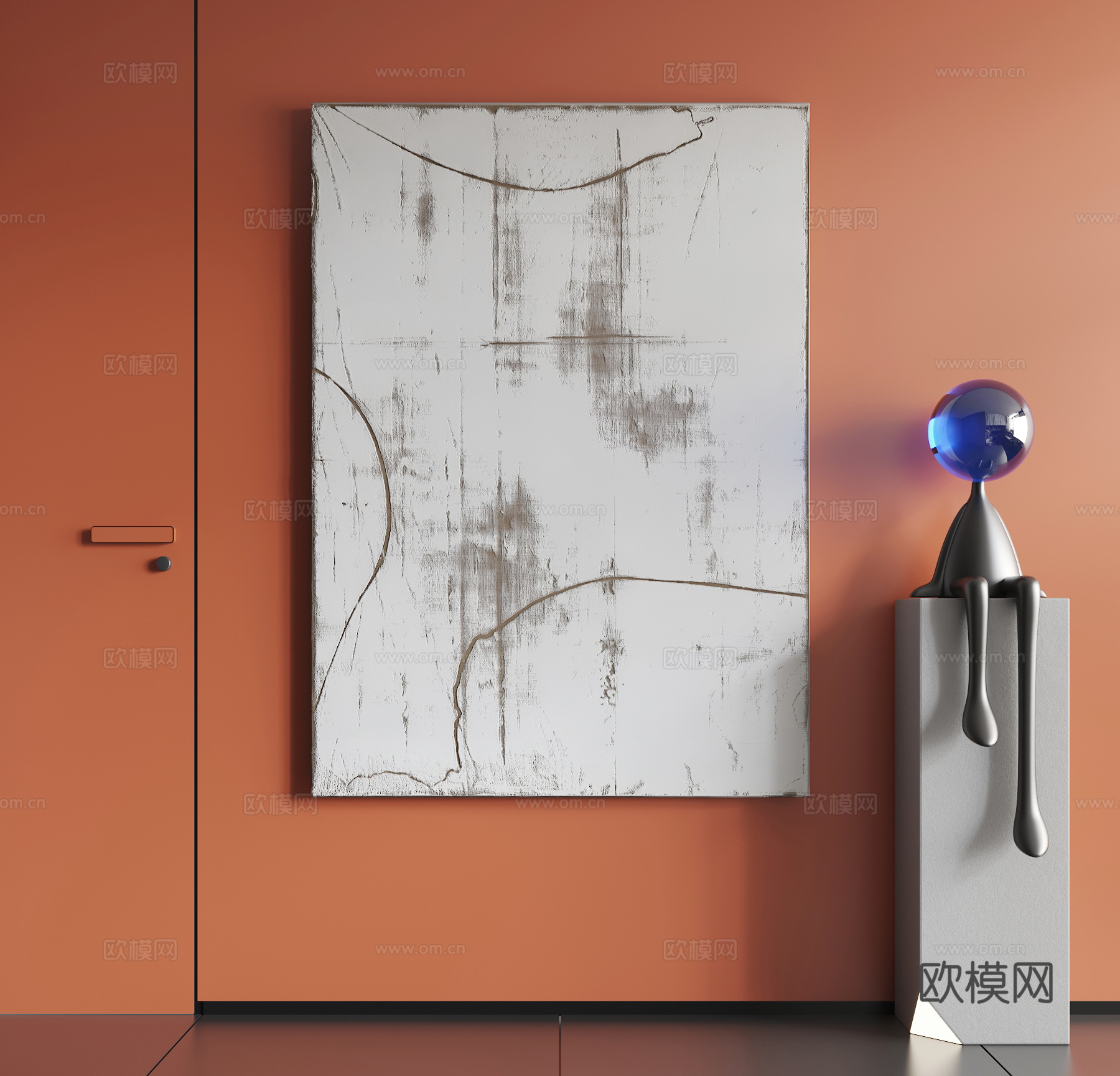 现代挂画 现代抽象挂画 现代极简挂画 现代简约挂画su模型