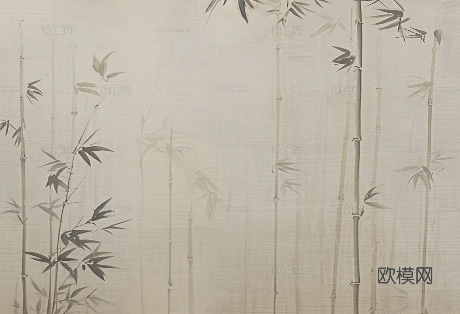 中式禅意竹子壁画